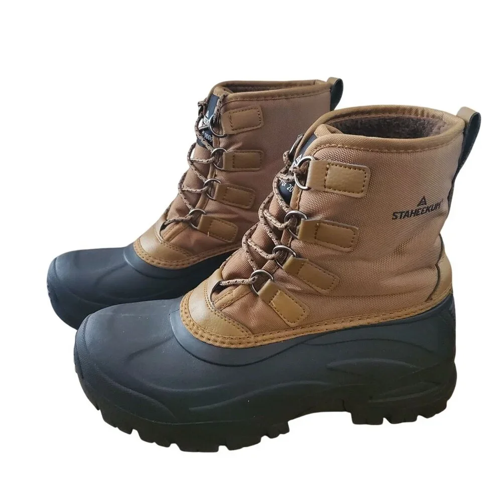 Staheekum Men's 8 Winter Snow Boots Waterproof Insulated Outdoor Faux Fur Brown